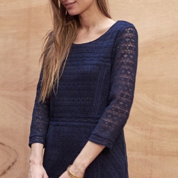 Sezane Dresses & Skirts - Sezane Parisian Navy Lace Dress
